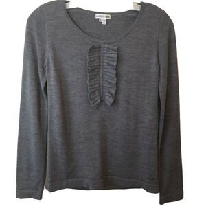 Lacoste WoolMark Blend Bow Detail Gray Sweater Sz 36 or S